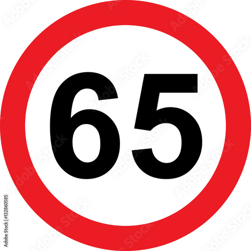 65 speed limitation road sign