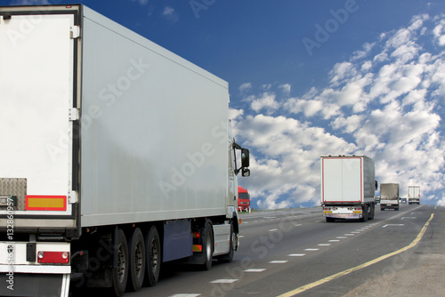 The truck on asphalt road