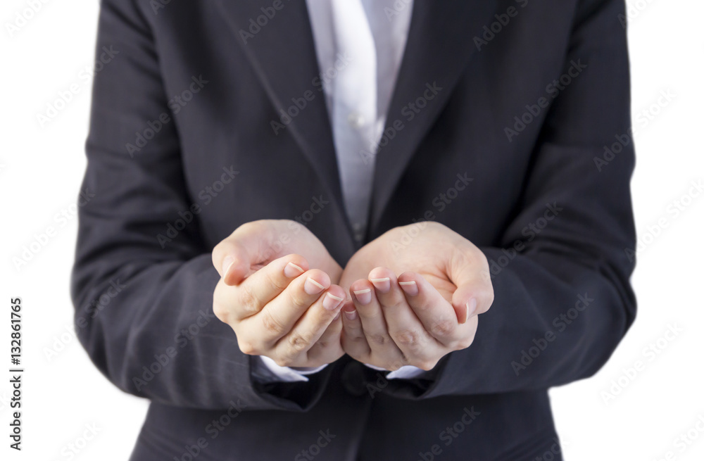 Business woman hands holding something