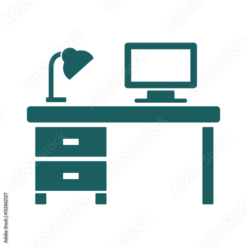 desk table desktop workplace icon on white background