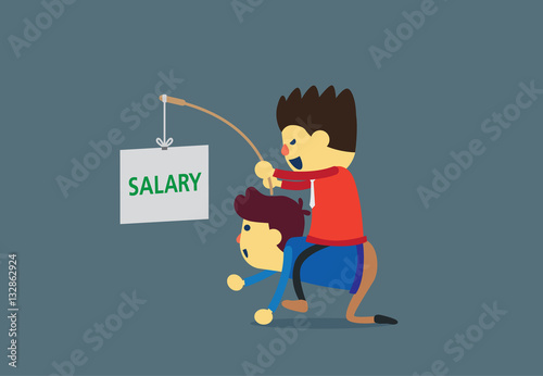 Businessman motivation employee to work with salary. Business concept.