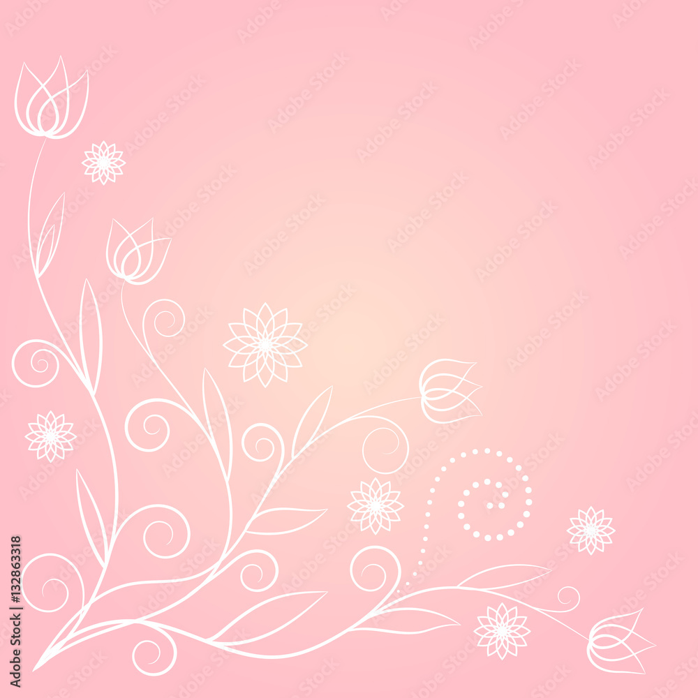 floral swirl on pink background for your design