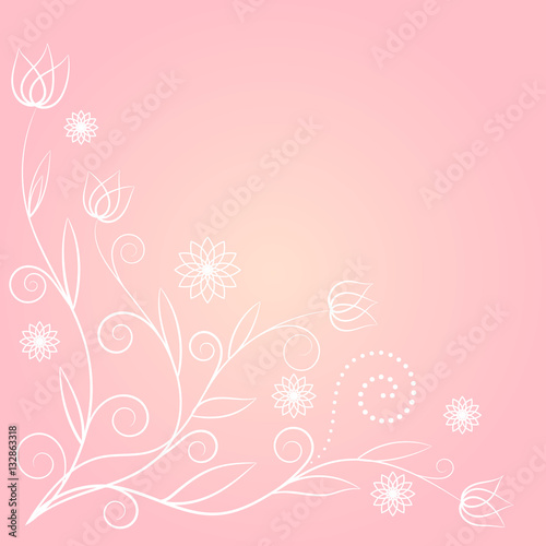 floral swirl on pink background for your design
