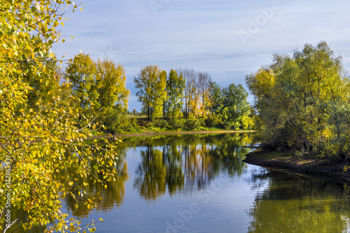 Autumn landscape on the Siberian river