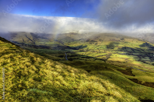 Edale valley taken from Rushup edge, Derbyshire, UK photo