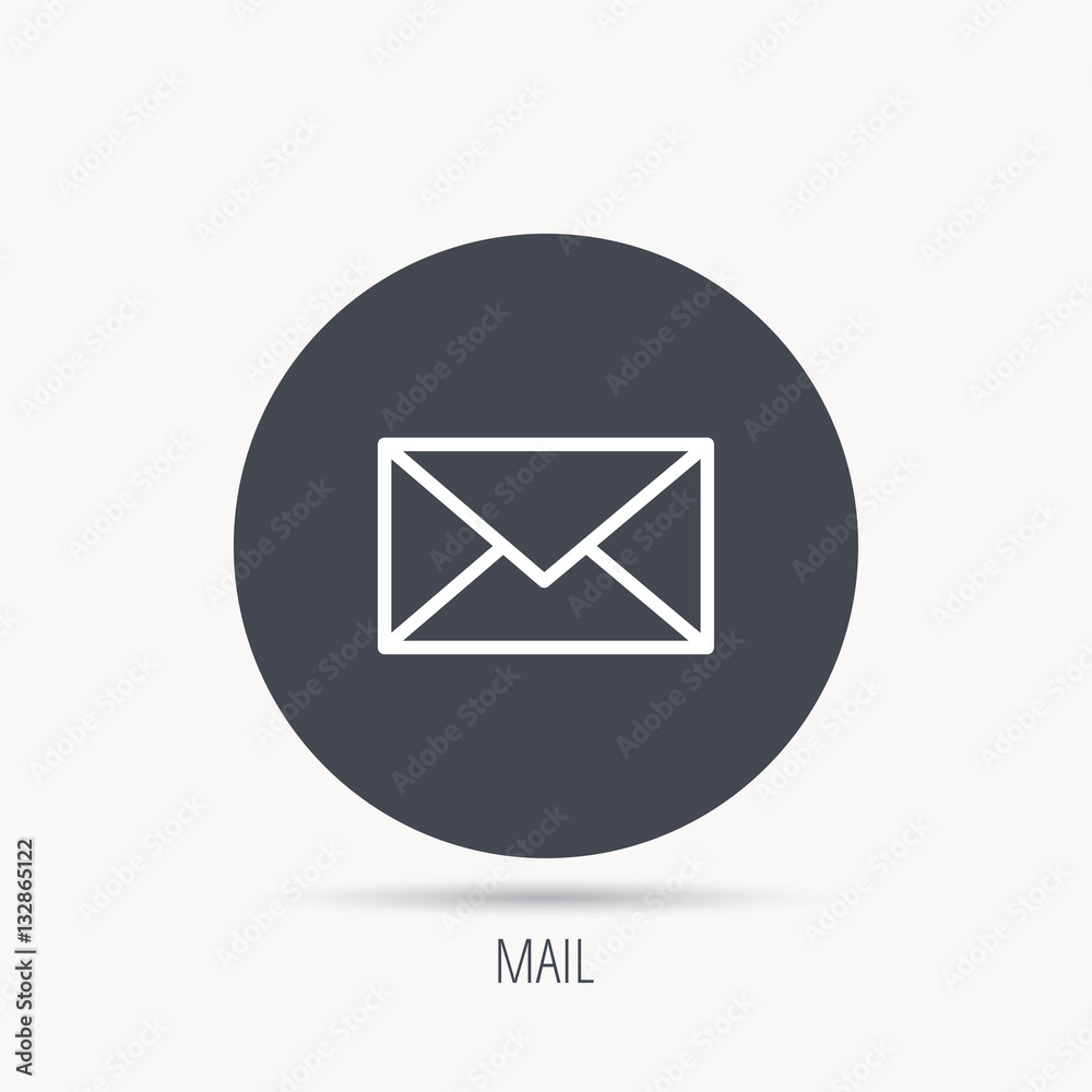 Envelope mail icon. Email message sign. Internet letter symbol. Round web button with flat icon. Vector Envelope mail icon. Email message sign. Internet letter symbol. Round web button with flat icon. Vector