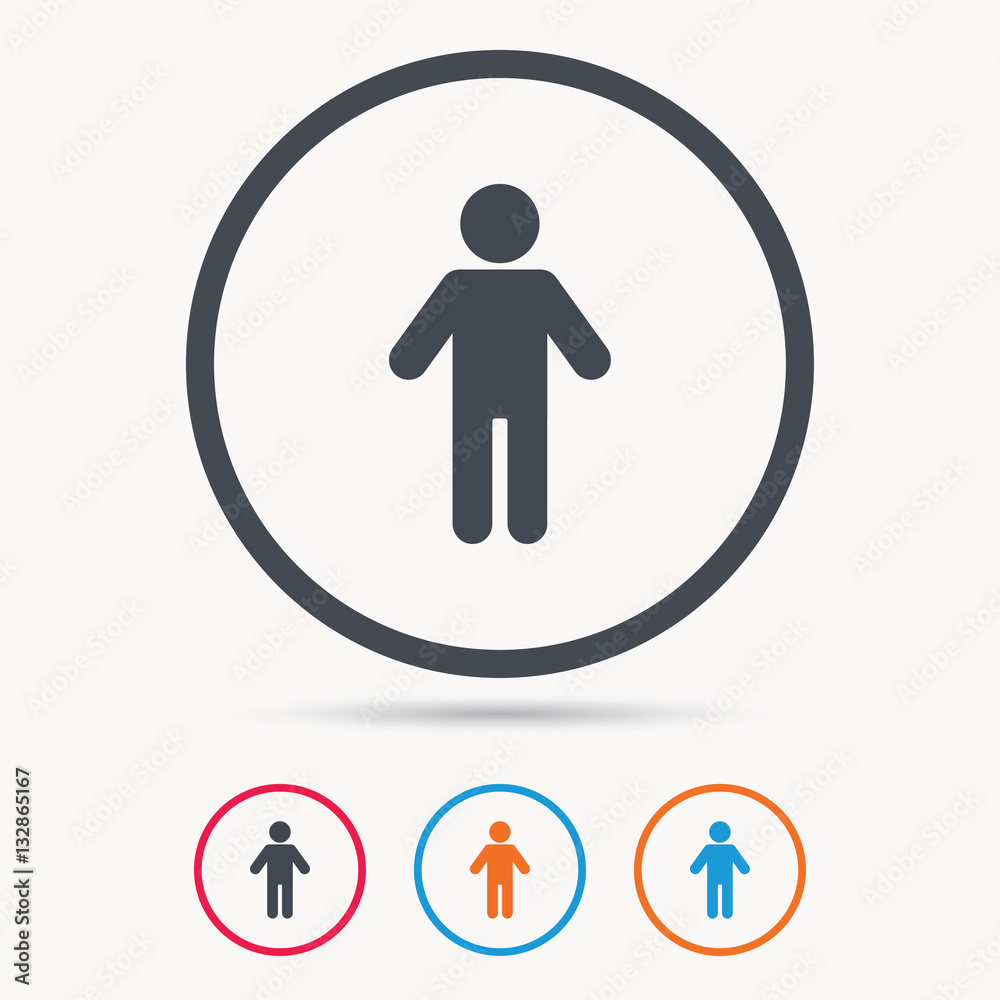Man icon. Male human symbol. User sign. Colored circle buttons with flat web icon. Vector Man icon. Male human symbol. User sign. Colored circle buttons with flat web icon. Vector