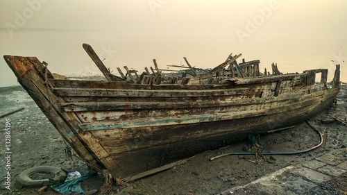 Abandoned boat of a fisherman