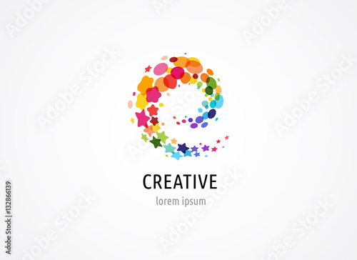 Creative, digital abstract colorful icons, elements and symbol, logo, template with letter