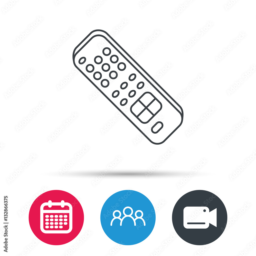 Remote control icon. TV switching channels sign. Group of people, video cam and calendar icons. Vector Remote control icon. TV switching channels sign. Group of people, video cam and calendar icons. Vector
