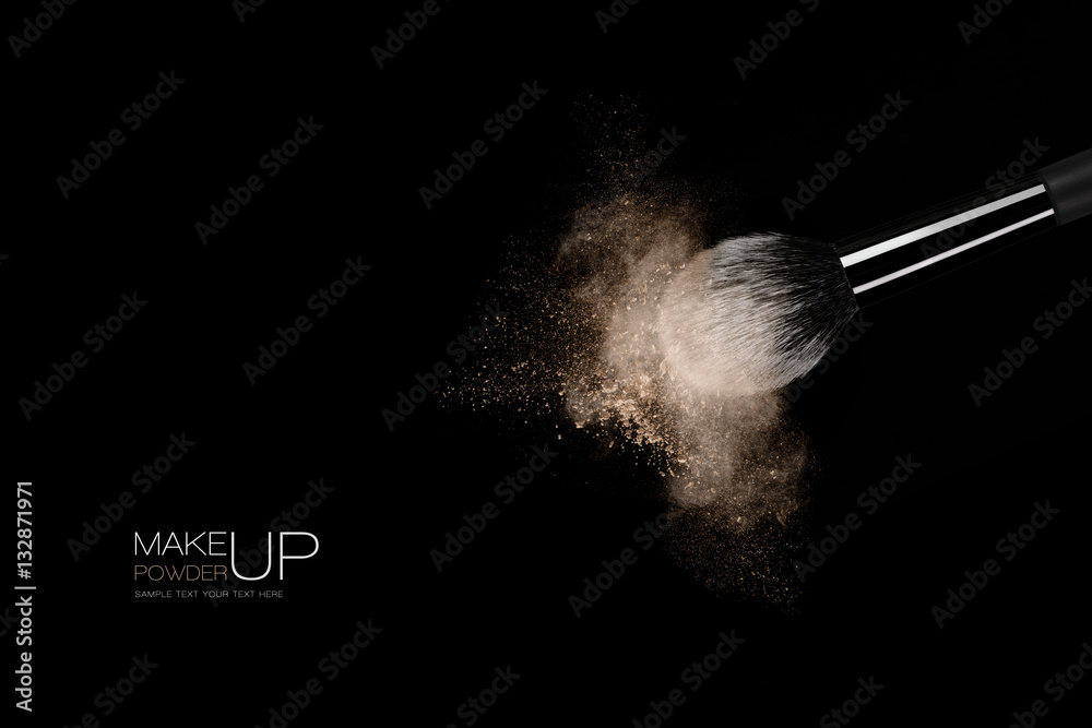 Fototapeta premium Makeup Concept. Highlighted facial powder with a brush