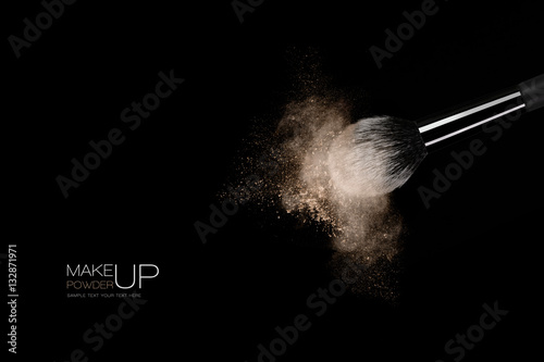 Makeup Concept. Highlighted facial powder with a brush