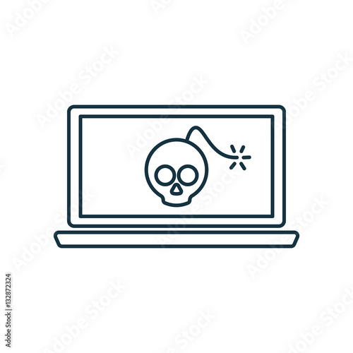 Laptob bomb isolated line icon on white background