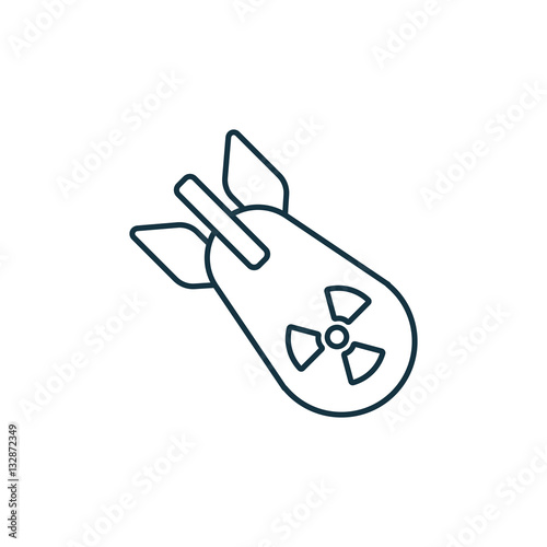 Air atom bomb isolated line icon on white background; weapon