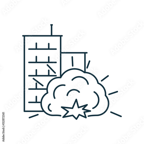 building explosion isolated line icon on white background