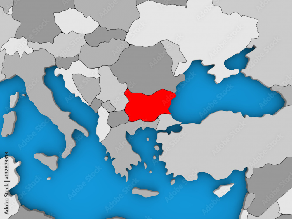 Fototapeta premium Bulgaria in red on globe