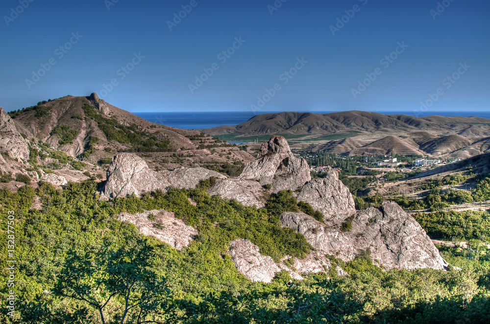 View of the Crimean nature the city and the Black sea View of the Crimean nature the city and the Black sea