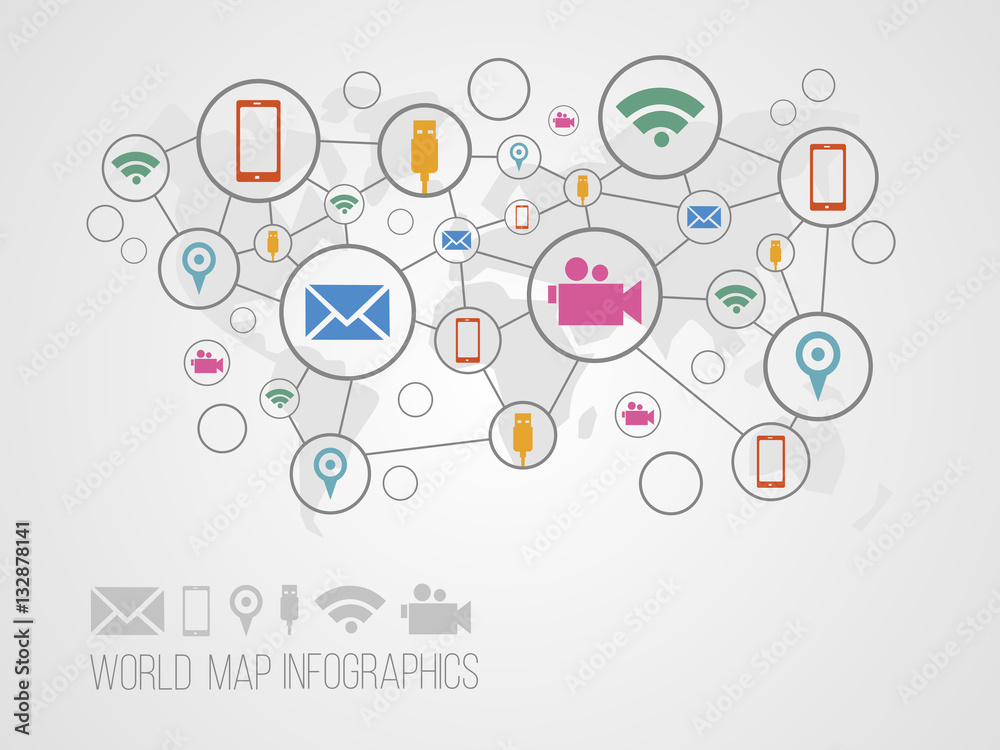 Infographics map with symbols Infographics map with symbols
