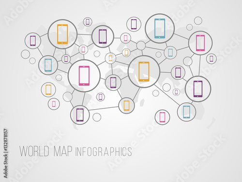 Infographics map with symbols