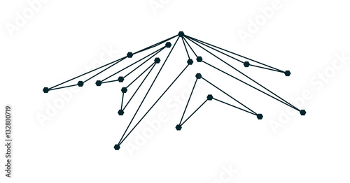 Logo emblem of snow mountain peak (Mont Blanc) with many lines and points.
