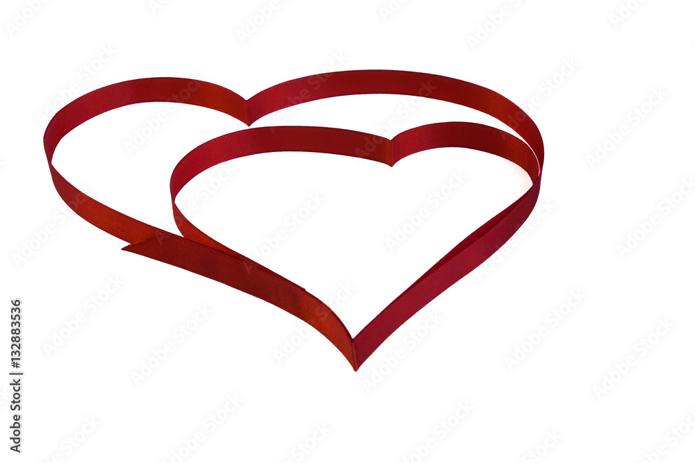 isolated heart of red ribbon on a white background for the  Vale