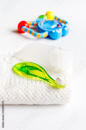 children's toothbrush oral care on white background