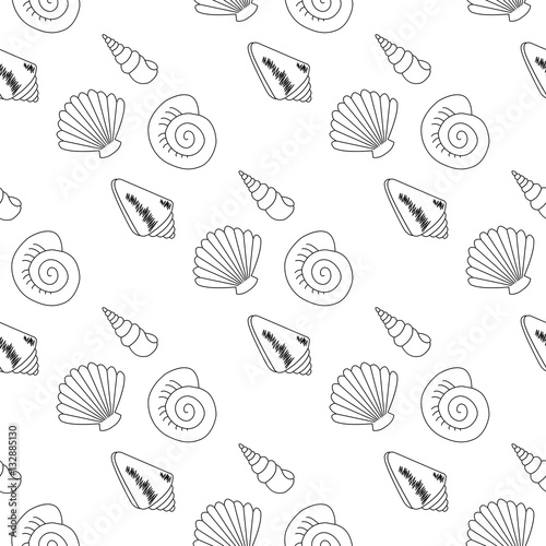 seamless pattern with seashells. Beautiful marine design elements, perfect for prints and patterns