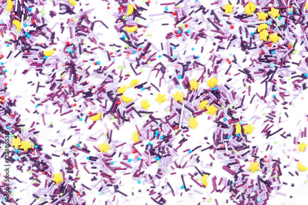 Colorful sprinkles on a white background Colorful sprinkles on a white background