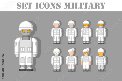набор иконок, военный отряд