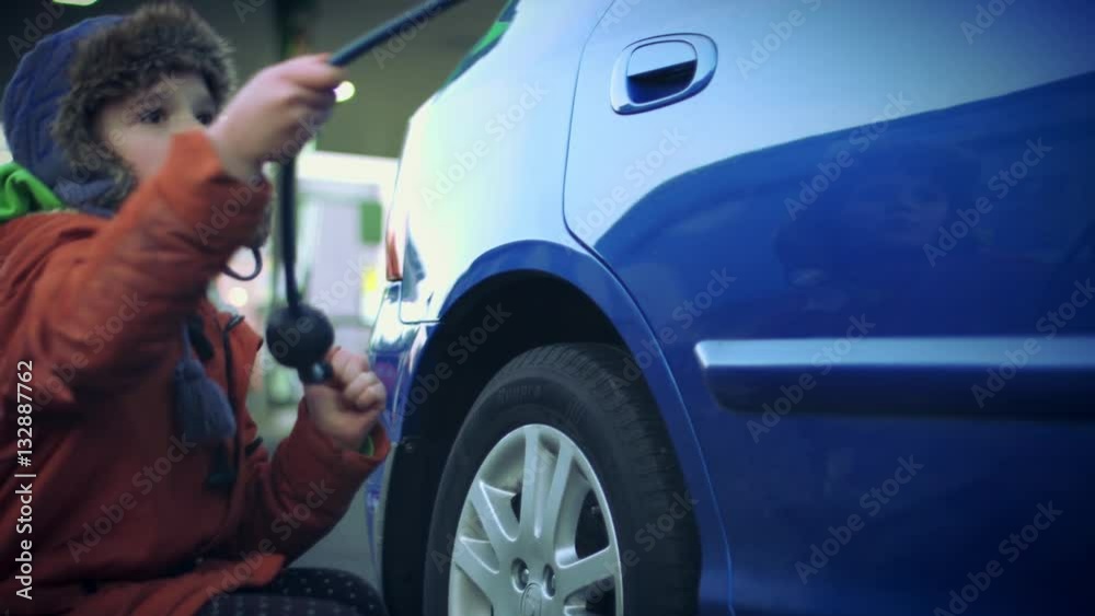 4k Technical Shot of a Mechanic Boy Pumping up Tyres 4k Technical Shot of a Mechanic Boy Pumping up Tyres