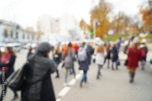 Blurred background of crowded city street