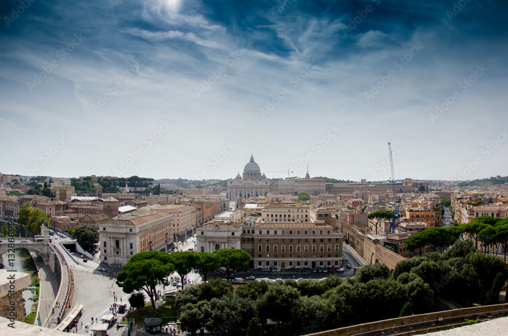 The Rome cityscape from Castel Sant' Angelo