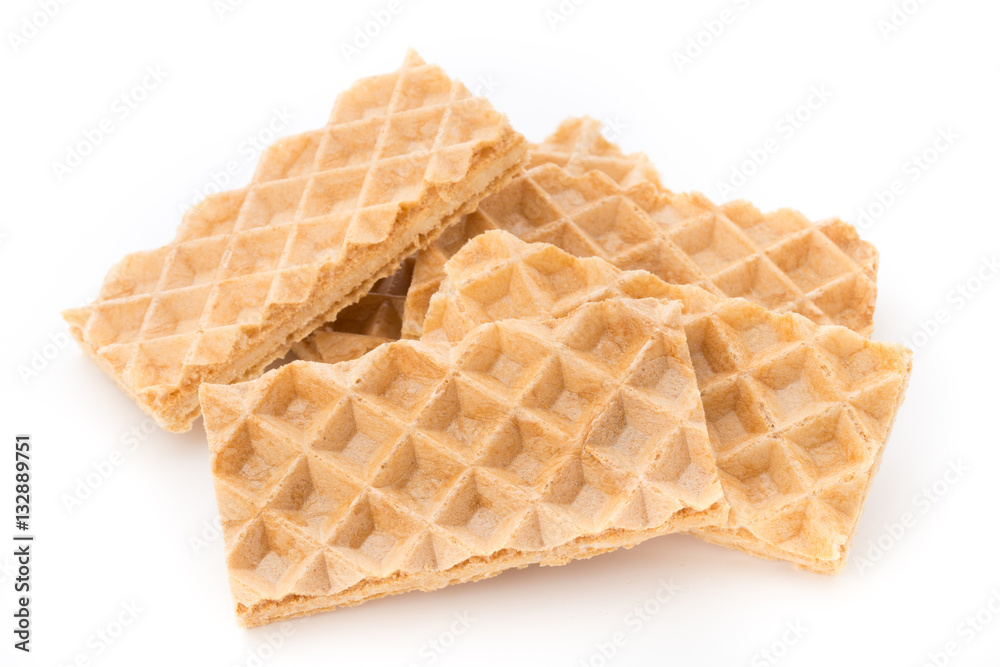 Waffle with crem isolated on white background. Waffle with crem isolated on white background.