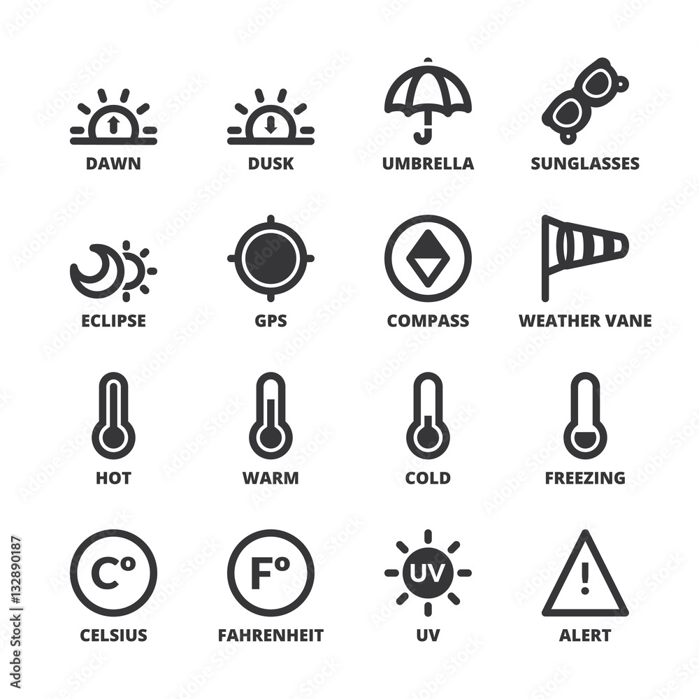 The weather. Forecast symbols 2 flat symbols. Black The weather. Forecast symbols 2 flat symbols. Black