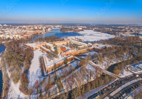 Berlin -Spandau, Zitadelle  im Winter,  Aussicht von oben. Fototapete