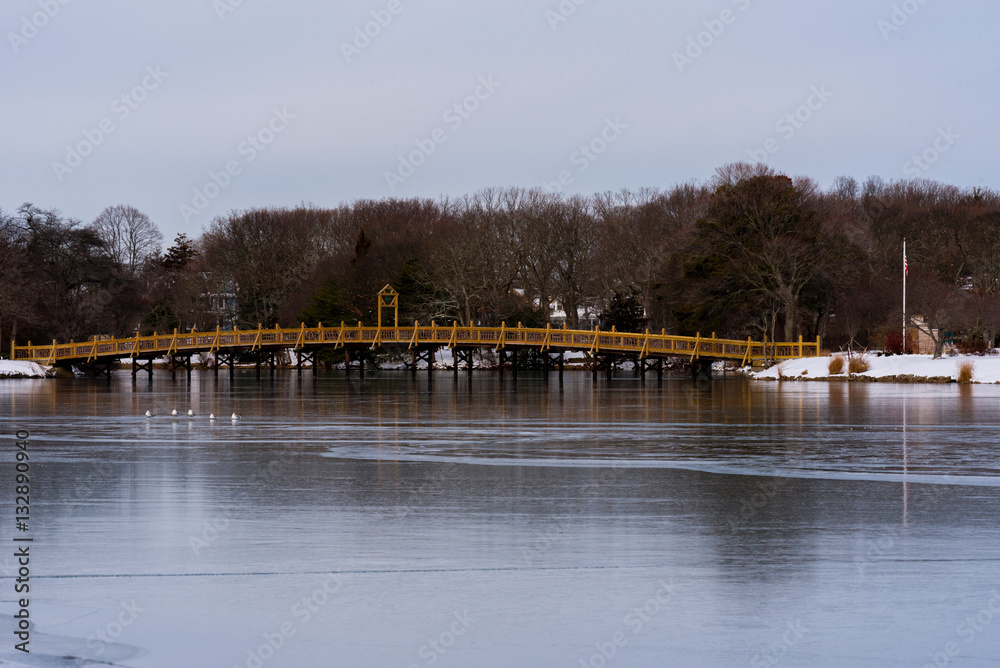 Fototapeta premium Bridge Over a Freezing Lake