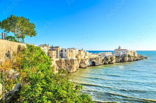View of a sunset over Vieste - main city of Capo Gargano, Apulia, Italy