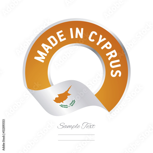 Made in Cyprus flag orange color label button banner