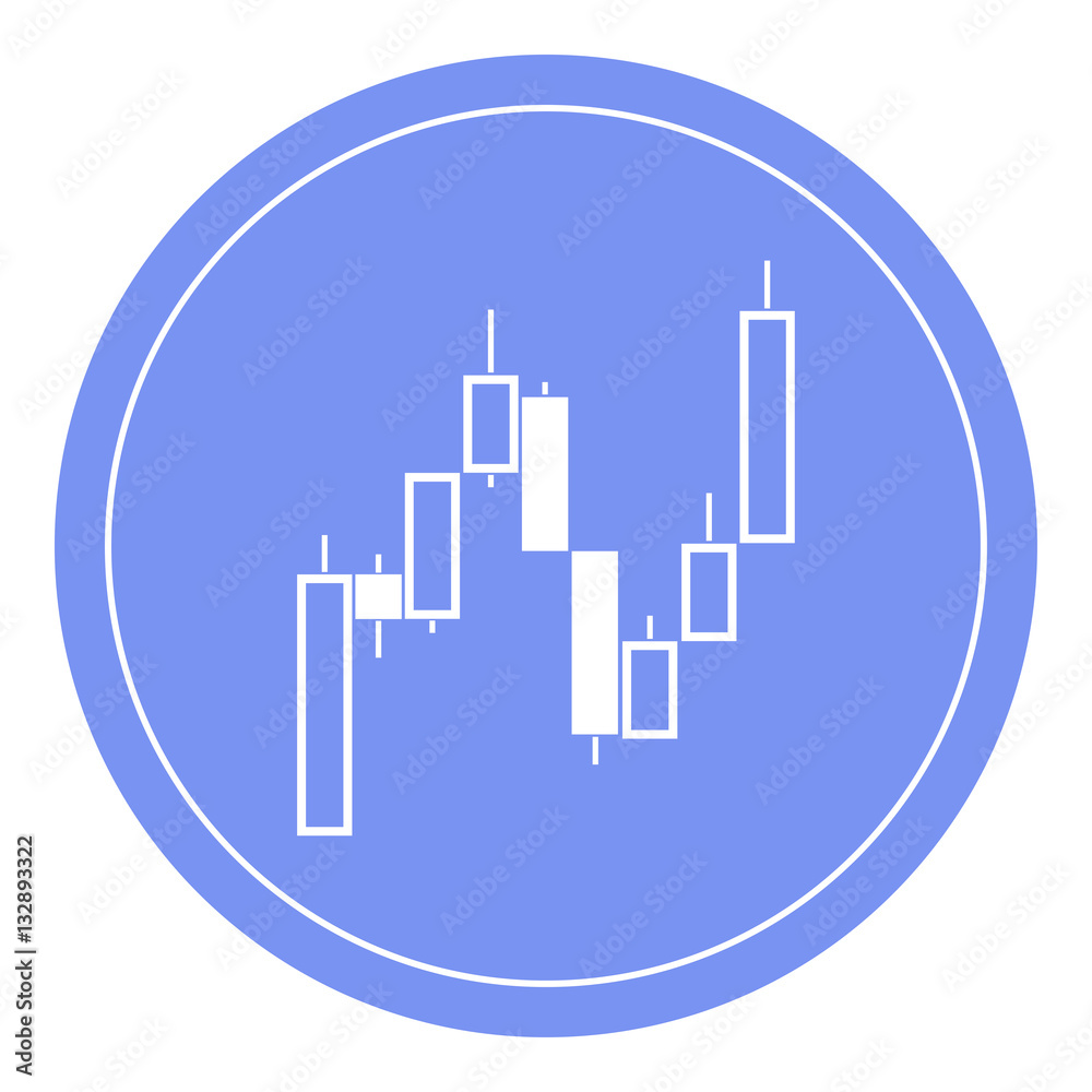 Trade candles. Flat icon. Symbol. The blue circle. Trade candles. Flat icon. Symbol. The blue circle.