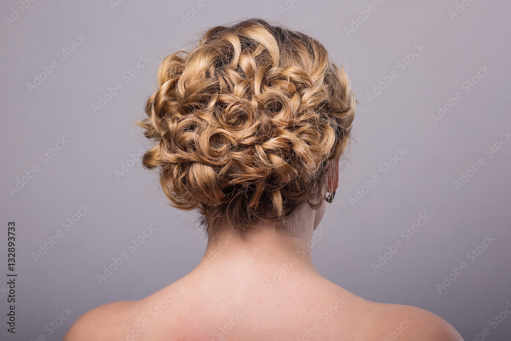 hair styling, bare back