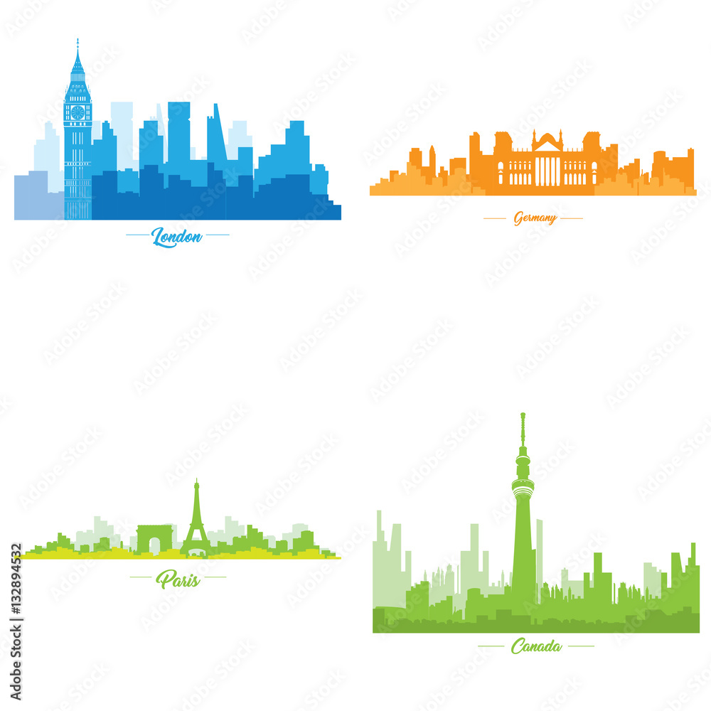 Fototapeta premium Set of skylines