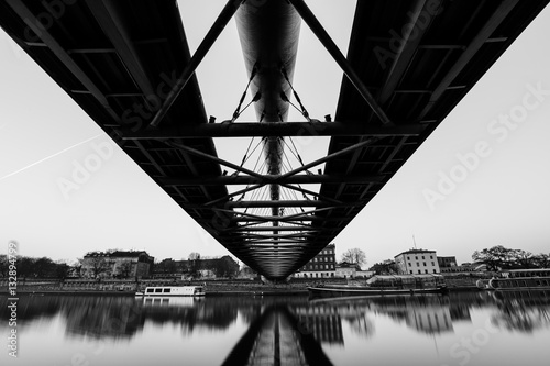 Bernatka footbridge over Vistula river in Krakow, Poland