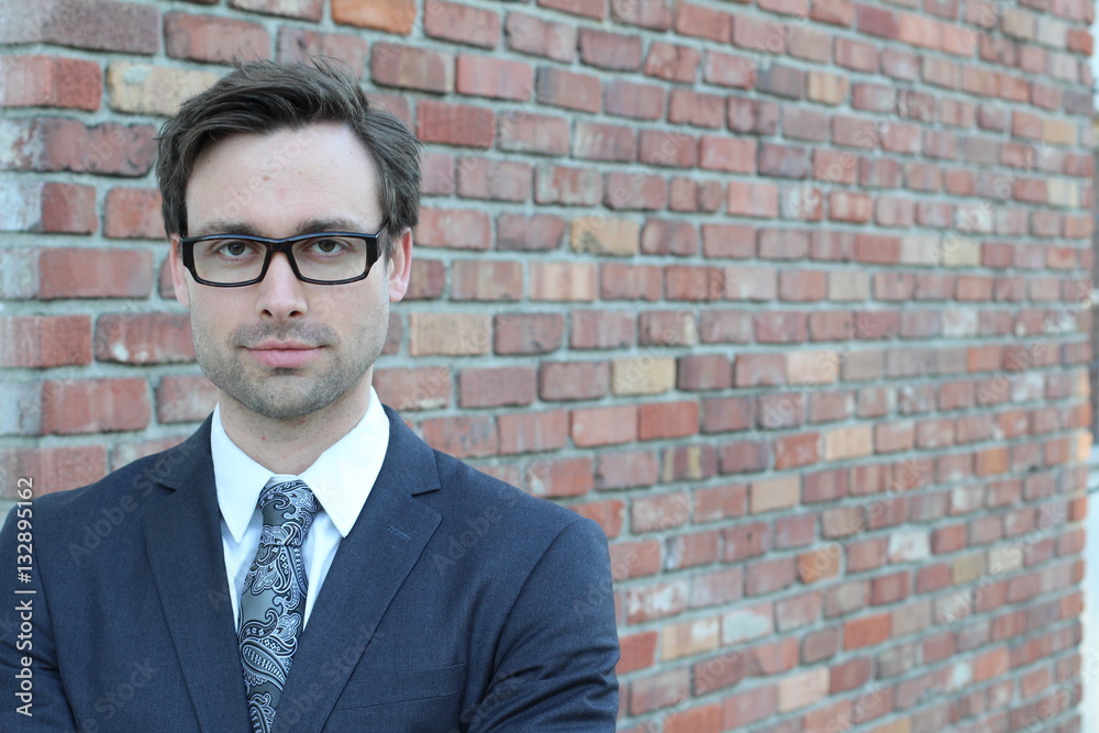 Handsome male with glasses portrait with copy space Handsome male with glasses portrait with copy space