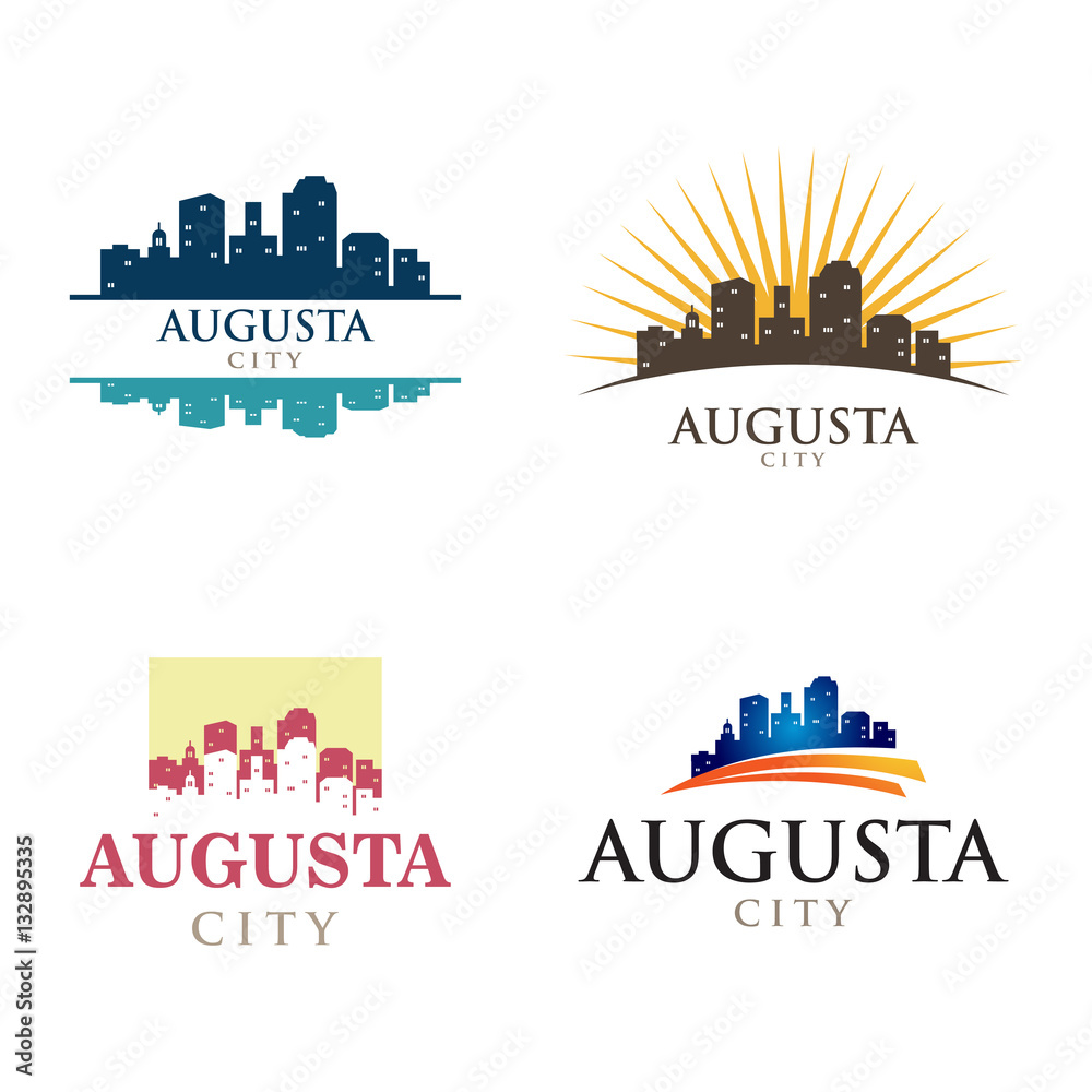 Augusta Georgia in Cityscape Skyline Silhouette Logo Stock Vector