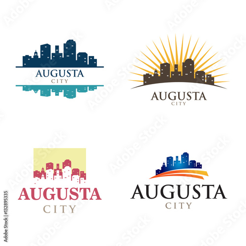 Augusta Georgia in Cityscape Skyline Silhouette Logo photo