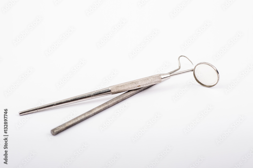 Dental Basic Hand Instruments Set for Teeth Examination. Dental Basic Hand Instruments Set for Teeth Examination.