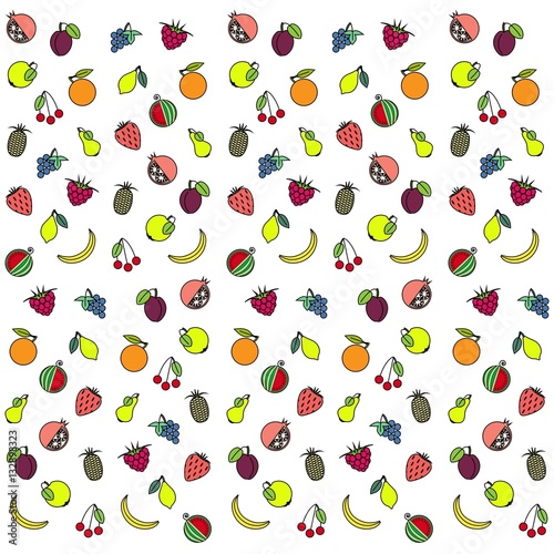 Fototapeta Naklejka Na Ścianę i Meble -  Colorful fruit texture on white, stock vector illustration