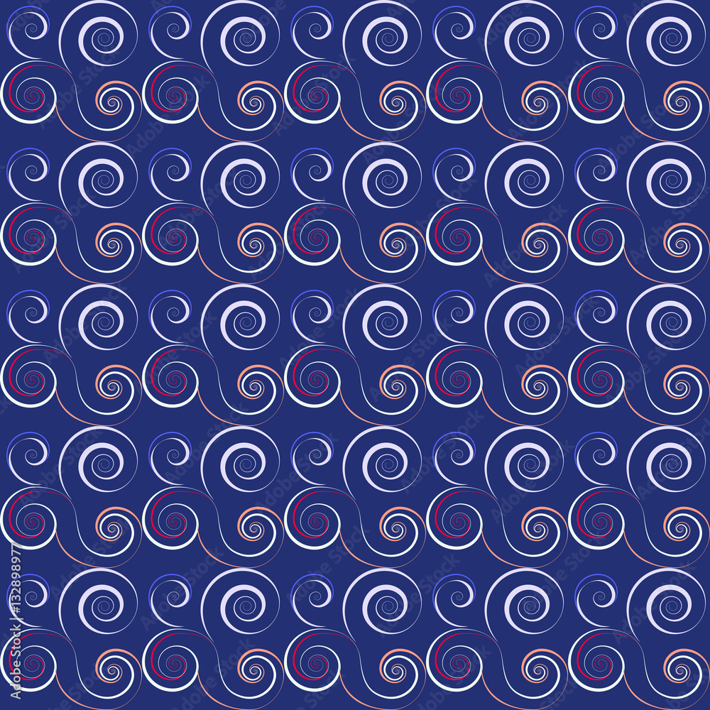 Seamless floral spiral pattern. Twirl lines. Twist abstract ornament on light background. Lilac, gray, white colors. Vector illustration Seamless floral spiral pattern. Twirl lines. Twist abstract ornament on light background. Lilac, gray, white colors. Vector illustration