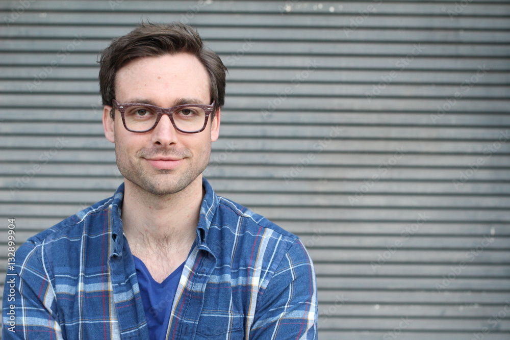 Handsome male with glasses portrait with copy space Handsome male with glasses portrait with copy space