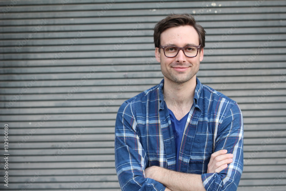 Handsome man wearing glasses portrait with space for copy Handsome man wearing glasses portrait with space for copy